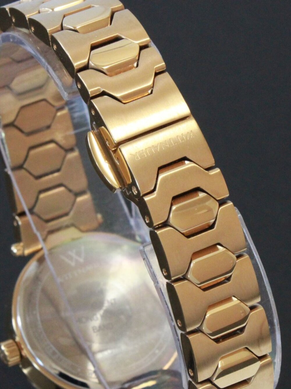 Wittnauer Ladies Dress Watch MOP Dial Crystal Embedded Bezel Gold Tone 30mm - Picture 11 of 12